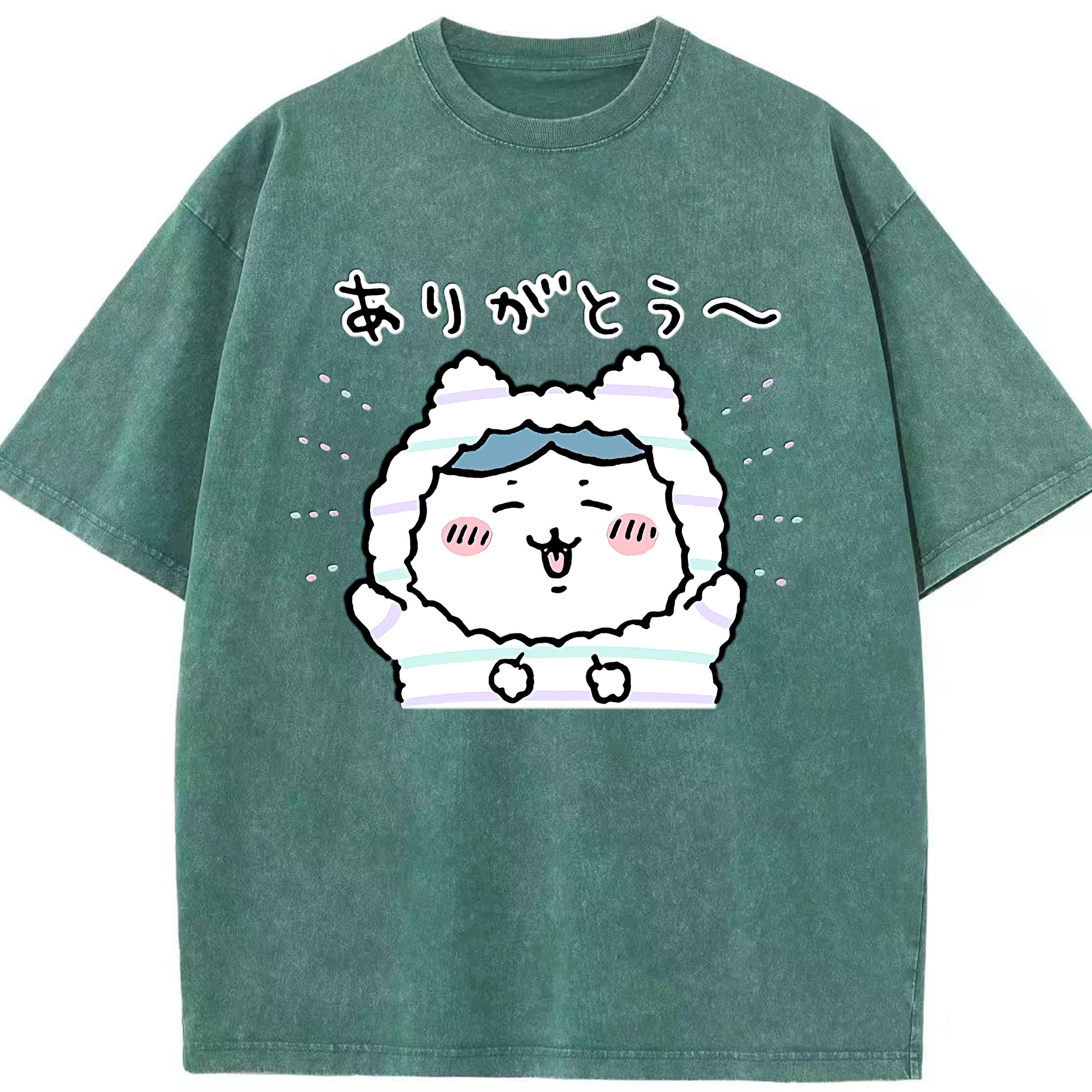 （画像用） ちいかわ ハチワレ Chii-kawa hachiware 綿100% ヴィンテージ風 半袖Tシャツ（フロントプリント）